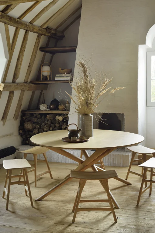 Best Table Ronde Mikado Bois Naturel / Massif - O 150 Cm - Unisexe Tables