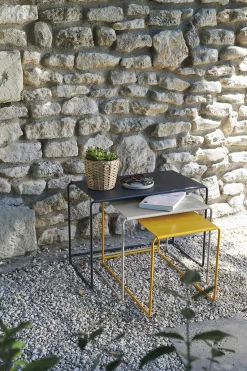 Best Tables Gigognes Oulala Metal Multicolore / Set De 3 - 55 X 30 X H 40 Cm - Unisexe Tables Basses De Jardin