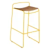 Hot Tabouret De Bar Surprising Teck Metal Jaune Bois Naturel / H 78,5 Cm - Unisexe Tabourets De Bar D'extérieur