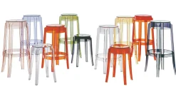 Shop Tabouret Empilable Charles Ghost Plastique Transparent H 46 Cm / Plastique - Unisexe Tabourets D'extérieur
