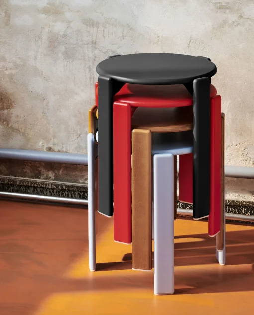 Outlet Tabouret Empilable Rey Bois Bleu / By Bruno Rey X Dietiker, 1971 - Bois - Unisexe Tabourets Bas