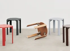 Outlet Tabouret Empilable Rey Bois Bleu / By Bruno Rey X Dietiker, 1971 - Bois - Unisexe Tabourets Bas