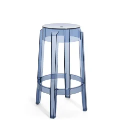 Flash Sale Tabouret Haut Empilable Charles Ghost Plastique Bleu / H 65 Cm - Unisexe Tabourets De Bar D'extérieur