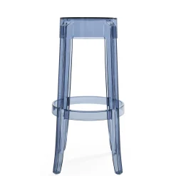 Outlet Tabouret Haut Empilable Charles Ghost Plastique Bleu / H 75 Cm - Unisexe Tabourets De Bar D'extérieur