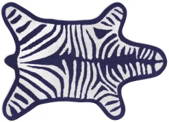 Store Tapis De Bain Zebra  Blanc Bleu / Reversible - 112 X 79 Cm - Unisexe Linge De Bain