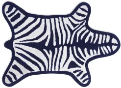 Store Tapis De Bain Zebra  Blanc Bleu / Reversible - 112 X 79 Cm - Unisexe Linge De Bain
