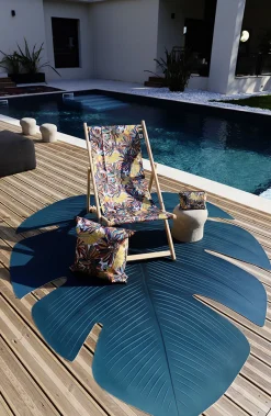 Sale Tapis D'extérieur Fidji Plastique Bleu Vert / Vinyle - 121 X 150 Cm - Unisexe Poufs Coussins Tapis D'extérieur