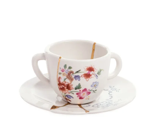 Discount Tasse A Cafe Kintsugi Ceramique Blanc / Set Tasse A Cafe Avec Soucoupe - Unisexe Tasses Et Mugs