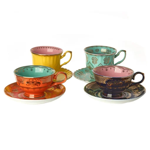 Hot Tasse A The Grandpa Ceramique/ Set De 4 - Avec Soucoupes - Unisexe Tasses Et Mugs