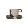 Shop Tasse Inlay Ceramique Marron Beige / Avec Soucoupe - Unisexe Tasses Et Mugs
