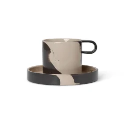 Shop Tasse Inlay Ceramique Marron Beige / Avec Soucoupe - Unisexe Tasses Et Mugs