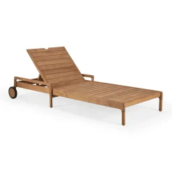 Cheap Transat Inclinable A Roulettes Jack Bois Naturel Bois - Unisexe Bains De Soleil Chaises Longues Et Hamacs