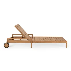 Cheap Transat Inclinable A Roulettes Jack Bois Naturel Bois - Unisexe Bains De Soleil Chaises Longues Et Hamacs