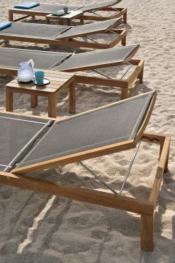 Sale Transat Inclinable A Roulettes Sand Bois Gris Bois & Gris / Teck - Unisexe Bains De Soleil Chaises Longues Et Hamacs