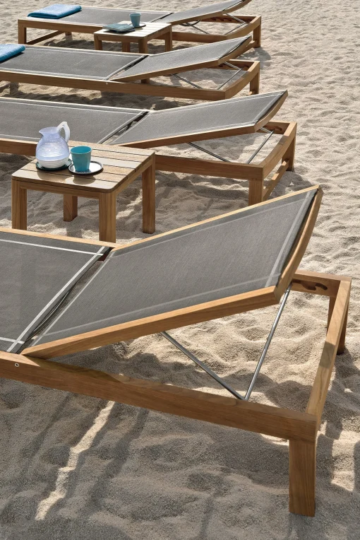Sale Transat Inclinable A Roulettes Sand Bois Gris Bois & Gris / Teck - Unisexe Bains De Soleil Chaises Longues Et Hamacs