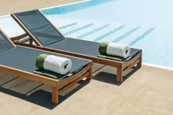Sale Transat Inclinable A Roulettes Sand Bois Gris Bois & Gris / Teck - Unisexe Bains De Soleil Chaises Longues Et Hamacs