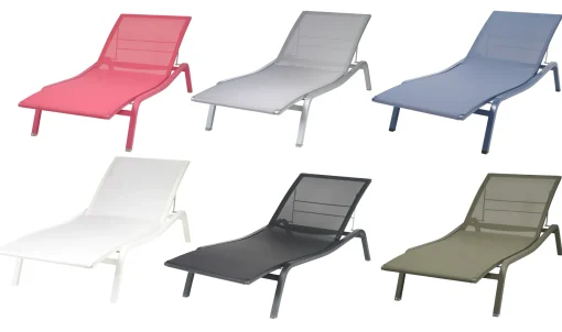 New Transat Inclinable Empilable Alize Metalmetal & Tissu/ Larg. 80 Cm - 5 Positions - Unisexe Bains De Soleil Chaises Longues Et Hamacs