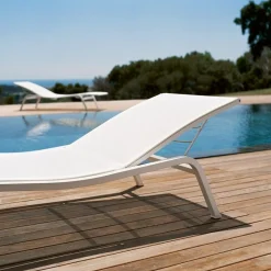 New Transat Inclinable Empilable Alize Metalmetal & Tissu/ Larg. 80 Cm - 5 Positions - Unisexe Bains De Soleil Chaises Longues Et Hamacs