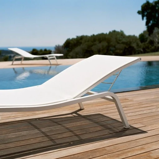 New Transat Inclinable Empilable Alize Metalmetal & Tissu/ Larg. 80 Cm - 5 Positions - Unisexe Bains De Soleil Chaises Longues Et Hamacs