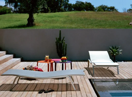 New Transat Inclinable Empilable Alize Metalmetal & Tissu/ Larg. 80 Cm - 5 Positions - Unisexe Bains De Soleil Chaises Longues Et Hamacs