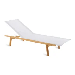 Fashion Transat Inclinable Pevero Blanc Bois Naturel Bois & Blanc - Unisexe Bains De Soleil Chaises Longues Et Hamacs