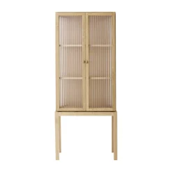 Hot Vaisselier Curiosity Verre Bois Naturel / L 70,5 X H 168 Cm - Verre Cannele - Unisexe Commodes Buffets Armoires