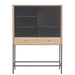 Outlet Vaisselier Gabin Metal Bois Gris / L 100 X H 140 Cm - Unisexe Commodes Buffets Armoires