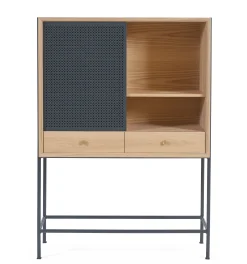 Outlet Vaisselier Gabin Metal Bois Gris / L 100 X H 140 Cm - Unisexe Commodes Buffets Armoires