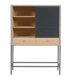 Outlet Vaisselier Gabin Metal Bois Gris / L 100 X H 140 Cm - Unisexe Commodes Buffets Armoires