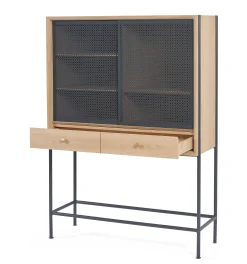 Outlet Vaisselier Gabin Metal Bois Gris / L 100 X H 140 Cm - Unisexe Commodes Buffets Armoires