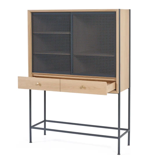 Outlet Vaisselier Gabin Metal Bois Gris / L 100 X H 140 Cm - Unisexe Commodes Buffets Armoires