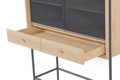 Outlet Vaisselier Gabin Metal Bois Gris / L 100 X H 140 Cm - Unisexe Commodes Buffets Armoires