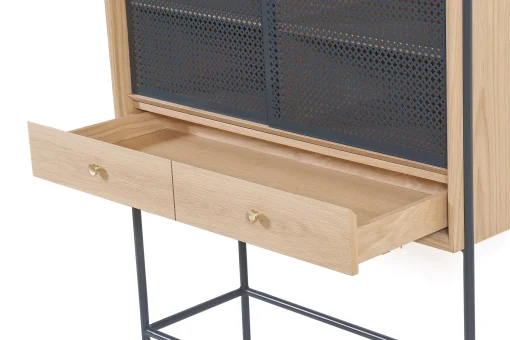 Outlet Vaisselier Gabin Metal Bois Gris / L 100 X H 140 Cm - Unisexe Commodes Buffets Armoires