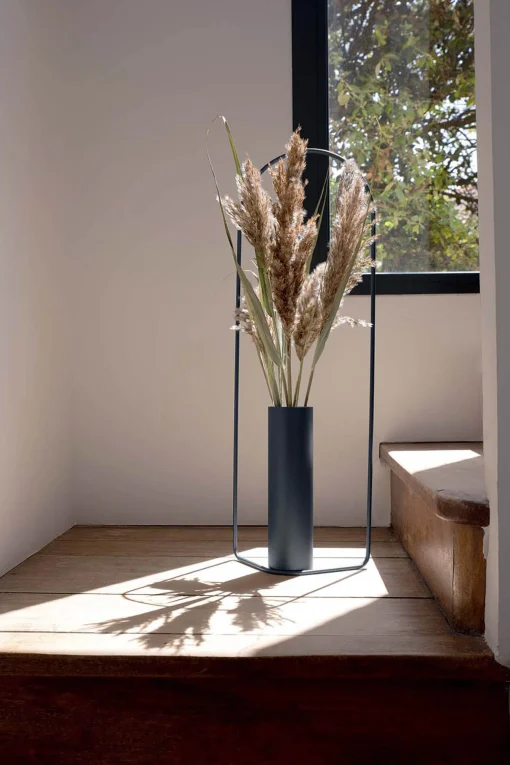 New Vase Itac Metal Noir / Rectangulaire - L 34 X H 62 Cm - Unisexe Déco Et Accessoires De Jardin