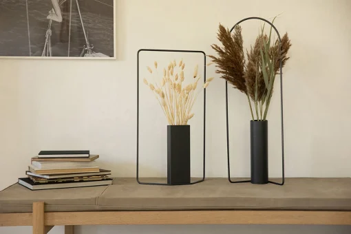 New Vase Itac Metal Noir / Rectangulaire - L 34 X H 62 Cm - Unisexe Déco Et Accessoires De Jardin
